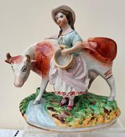 Pair of Antique English Victorian Staffordshire Pottery Figures - Milkman & Milkmaid with Cows - H 2314d / H 2314c (7 of 13) Pair of Antique English Victorian Staffordshire Pottery Figures - Milkman & Milkmaid with Cows - H 2314d / H 2314c (7 of 13)