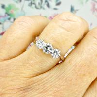 Vintage 18ct white gold transitional cut VS diamond trilogy ring 0.75ct (2 of 10) Vintage 18ct white gold transitional cut VS diamond trilogy ring 0.75ct (2 of 10)