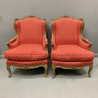 Pair of French Painted Wing Armchairs (2 of 8) Pair of French Painted Wing Armchairs (2 of 8)