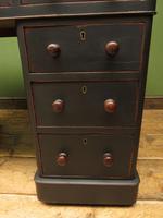 Antique Black Painted Pedestal Desk, 3 Parts, Gothic Shabby Chic (4 of 17) Antique Black Painted Pedestal Desk, 3 Parts, Gothic Shabby Chic (4 of 17)
