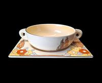 Scarce Clarice Cliff Soup Bowl & Saucer
