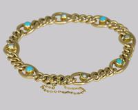Antique 15ct Gold Turquoise & Pearl Curb Link Bracelet Victorian Bracelet c.1880 (3 of 10) Antique 15ct Gold Turquoise & Pearl Curb Link Bracelet Victorian Bracelet c.1880 (3 of 10)