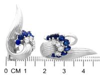 2.05ct Sapphire & 0.65ct Diamond, 18ct White Gold Stud Earrings - Vintage 1958 (6 of 9) 2.05ct Sapphire & 0.65ct Diamond, 18ct White Gold Stud Earrings - Vintage 1958 (6 of 9)
