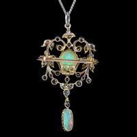 Antique Edwardian Opal Diamond Pendant Necklace Platinum 18ct Gold 2.50ct Of Diamond c.1905 (3 of 8) Antique Edwardian Opal Diamond Pendant Necklace Platinum 18ct Gold 2.50ct Of Diamond c.1905 (3 of 8)
