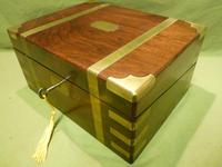 Brass Bound Walnut Writing Box - Secret Drawer - Original Leather c.1850 (14 of 14) Brass Bound Walnut Writing Box - Secret Drawer - Original Leather c.1850 (14 of 14)