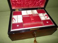 Inlaid Figured Walnut Jewellery – Work Box. Original Tray. C1870 (7 of 13) Inlaid Figured Walnut Jewellery – Work Box. Original Tray. C1870 (7 of 13)