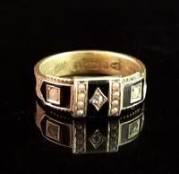 Victorian Diamond Mourning Ring, 15ct Gold, Black Enamel and Pearl, Hairwork (3 of 13) Victorian Diamond Mourning Ring, 15ct Gold, Black Enamel and Pearl, Hairwork (3 of 13)