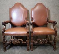 Large Pair of Oak & Leather Armchairs (9 of 11) Large Pair of Oak & Leather Armchairs (9 of 11)