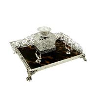 Antique Victorian Sterling Silver & Tortoiseshell Inkstand 1899 Antique Victorian Sterling Silver & Tortoiseshell Inkstand 1899