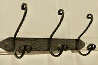 Row of 3 Polished Steel and Wrought Iron Hat and Coat Hooks (4 of 5) Row of 3 Polished Steel and Wrought Iron Hat and Coat Hooks (4 of 5)