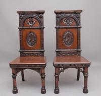 Near Pair of 19th Century Carved Oak Gothic Hall Chairs (2 of 12) Near Pair of 19th Century Carved Oak Gothic Hall Chairs (2 of 12)