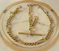 Antique Pocket Watch Chain 1890s Victorian Brass Figaro Link Albert With T Bar (3 of 11) Antique Pocket Watch Chain 1890s Victorian Brass Figaro Link Albert With T Bar (3 of 11)