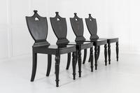 Set of Four 19th Century English Ebonised Hall Chairs (2 of 6) Set of Four 19th Century English Ebonised Hall Chairs (2 of 6)