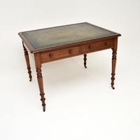 Antique Victorian Mahogany Leather Top Desk / Writing Table