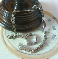 Antique Pocket Watch Chain 1930s Art Deco Silver Chrome & Goldstone Fancy Albert (2 of 10) Antique Pocket Watch Chain 1930s Art Deco Silver Chrome & Goldstone Fancy Albert (2 of 10)