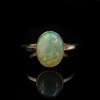 Antique Colourful Natural Opal Oval Solitaire 9ct 9K Gold Ring (6 of 9) Antique Colourful Natural Opal Oval Solitaire 9ct 9K Gold Ring (6 of 9)
