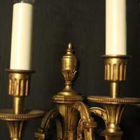 French Pair Of Gilded Triple Arm Antique Wall Lights (7 of 9) French Pair Of Gilded Triple Arm Antique Wall Lights (7 of 9)