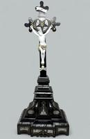 Antique Vintage French Gilt Marble Religious Holy Crucifix Jesus Christ Cross