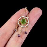 Antique Edwardian Suffragette Pendant 9ct Gold Amethyst Peridot Pearl c.1910 (6 of 6) Antique Edwardian Suffragette Pendant 9ct Gold Amethyst Peridot Pearl c.1910 (6 of 6)