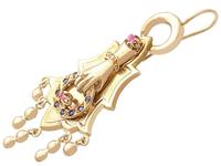 0.35ct Sapphire & 0.27ct Ruby, 14ct Yellow Gold Earrings - Antique 1880s (4 of 9) 0.35ct Sapphire & 0.27ct Ruby, 14ct Yellow Gold Earrings - Antique 1880s (4 of 9)
