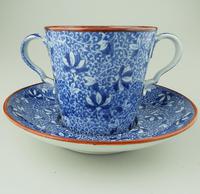Pearlware Pottery Blue & White Transferware Loving Cup & Saucer c.1810 (2 of 8) Pearlware Pottery Blue & White Transferware Loving Cup & Saucer c.1810 (2 of 8)