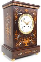 Incredible Rosewood Cased Mantel Clock with Multi Wood & Mother of Pearl Inlay 8-day Striking Clock (11 of 12) Incredible Rosewood Cased Mantel Clock with Multi Wood & Mother of Pearl Inlay 8-day Striking Clock (11 of 12)