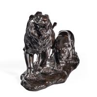 Meiji period bronze study of a lion and lioness by ‘Genryusai Seiya’ (5 of 8) Meiji period bronze study of a lion and lioness by ‘Genryusai Seiya’ (5 of 8)