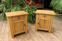 Chunky Old Pair Mid Century Pine Bedside Cabinets/cupboards/lamp Tables
