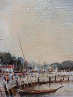 Large Oil on Canvas Dockside View Listed Artist Ira Englefield (9 of 12) Large Oil on Canvas Dockside View Listed Artist Ira Englefield (9 of 12)