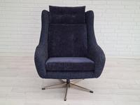 Danish Swivel Armchair with Stool, Completely Renovated-reupholstered, Furniture Wool, Retro Velor, 70s (5 of 17) Danish Swivel Armchair with Stool, Completely Renovated-reupholstered, Furniture Wool, Retro Velor, 70s (5 of 17)