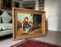 Huge Stunning 20thc Oil Portrait Painting Of 2 Children Playing In A Barn (12 of 12) Huge Stunning 20thc Oil Portrait Painting Of 2 Children Playing In A Barn (12 of 12)
