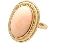 13.98ct Coral & 14ct Yellow Gold Dress Ring - Vintage c.1960 (8 of 9) 13.98ct Coral & 14ct Yellow Gold Dress Ring - Vintage c.1960 (8 of 9)