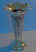 Edwardian Silver Trumpet Shaped Vase with Blue Glass Liner - Chester 1901 (4 of 4) Edwardian Silver Trumpet Shaped Vase with Blue Glass Liner - Chester 1901 (4 of 4)