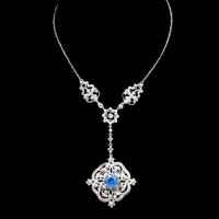 Antique Old Cut Blue Paste Drop Sterling Silver Pendant Necklace (11 of 12) Antique Old Cut Blue Paste Drop Sterling Silver Pendant Necklace (11 of 12)