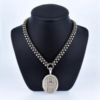 Antique Victorian Aesthetic Large Sterling Silver Locket & Collar Necklace (2 of 8) Antique Victorian Aesthetic Large Sterling Silver Locket & Collar Necklace (2 of 8)
