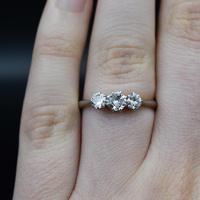 Antique Old Cut Diamond Three Stone Trilogy 18ct Gold and Platinum Ring (7 of 10) Antique Old Cut Diamond Three Stone Trilogy 18ct Gold and Platinum Ring (7 of 10)