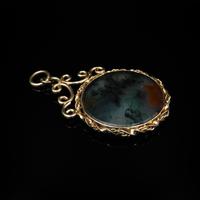 Antique Moss Agate Rolled Gold Ornate Fob Pendant (5 of 7) Antique Moss Agate Rolled Gold Ornate Fob Pendant (5 of 7)
