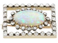 2.23ct Opal & 0.82ct Diamond, 9ct Yellow Gold Brooch - Antique c.1900 (4 of 9) 2.23ct Opal & 0.82ct Diamond, 9ct Yellow Gold Brooch - Antique c.1900 (4 of 9)