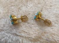 9ct Gold Turquoise & Pearl Cluster Earrings (3 of 5) 9ct Gold Turquoise & Pearl Cluster Earrings (3 of 5)