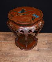 Chinese Pedestal Stand Table in Cinnabar Lacquer Chinoiserie (19 of 26) Chinese Pedestal Stand Table in Cinnabar Lacquer Chinoiserie (19 of 26)