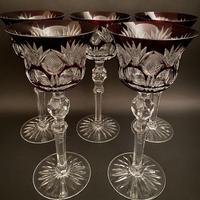 Five Val St Lambert Burgundy Crystal Wine Glasses (2 of 3) Five Val St Lambert Burgundy Crystal Wine Glasses (2 of 3)
