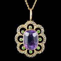 Antique Edwardian Suffragette Pendant Necklace Amethyst Peridot Pearl 9ct Gold c.1910 (2 of 8) Antique Edwardian Suffragette Pendant Necklace Amethyst Peridot Pearl 9ct Gold c.1910 (2 of 8)