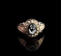 Antique Victorian Mourning Ring, 15ct Gold, Black Enamel & Seed Pearl, Agate Forget me Not (3 of 13) Antique Victorian Mourning Ring, 15ct Gold, Black Enamel & Seed Pearl, Agate Forget me Not (3 of 13)