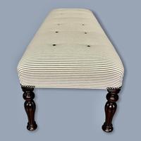 Long and Low Buttoned Footstool in Ticking (7 of 8) Long and Low Buttoned Footstool in Ticking (7 of 8)