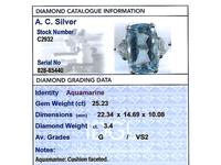 25.23ct Aquamarine & 3.40ct Diamond, Platinum Dress Ring - Vintage c.1950 (6 of 9) 25.23ct Aquamarine & 3.40ct Diamond, Platinum Dress Ring - Vintage c.1950 (6 of 9)