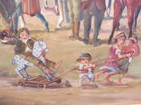 Oil on Board 'a hunting we do go' Artist R M Crompton 1930s (8 of 10) Oil on Board 'a hunting we do go' Artist R M Crompton 1930s (8 of 10)