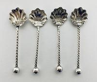 Set of 4 Antique Solid Silver Shell Salts and Spoons (9 of 13) Set of 4 Antique Solid Silver Shell Salts and Spoons (9 of 13)