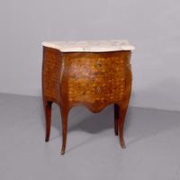 French Louis XV Style Marquetry & Parquetry Inlaid Walnut & Rosewood Marble Top Commode (1 of 14)