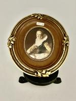French Signed Portrait Miniature in Wood & Brass Frame c.1925 (2 of 8) French Signed Portrait Miniature in Wood & Brass Frame c.1925 (2 of 8)
