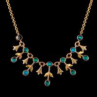 Antique Edwardian Turquoise Pearl Garland Necklace 9ct Gold Circa 1905 (6 of 6) Antique Edwardian Turquoise Pearl Garland Necklace 9ct Gold Circa 1905 (6 of 6)